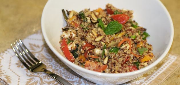 Delicious quinoa salad with roasted vegetables