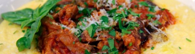 Italian Sausage Ragu with Cheesy Polenta