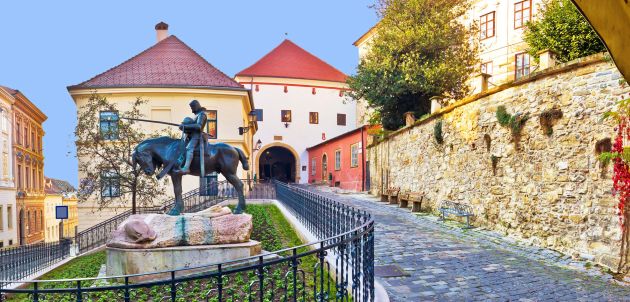 50142389 - historic zagreb street and stone gate, capital of croatia