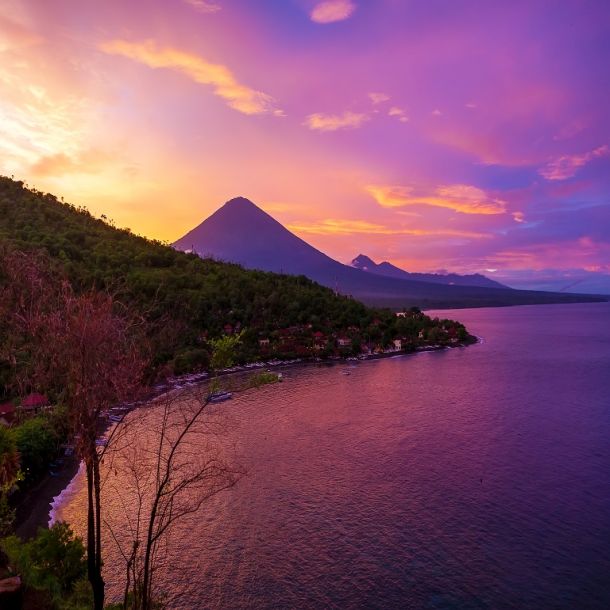 Sunset and Volcano