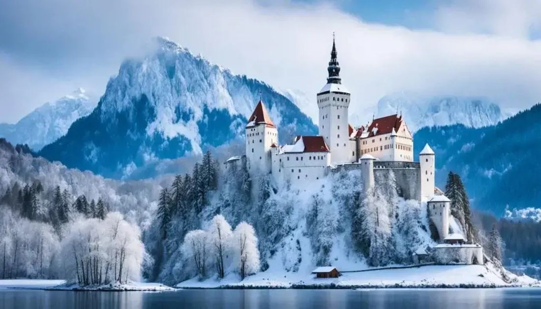 jezero dvorac bled slovenija