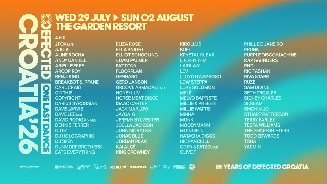 LineUp Defected Croatia 2026 Tisno