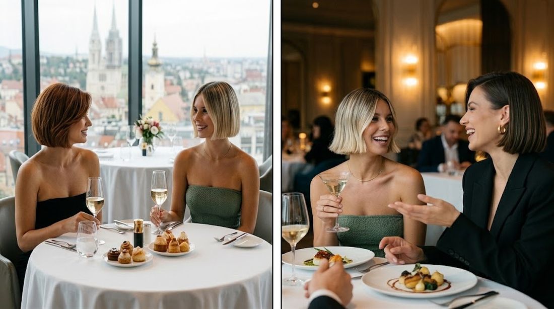 frizura Blunt bob zene u restoranu u zagrebu