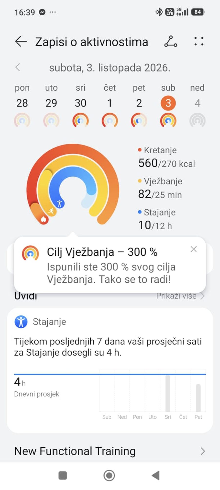gt7-4 prikaz na aplikaciji mjerenja huawei pametnog sata